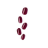 Five glossy press-on nails in a deep burgundy shade with a smooth, rounded shape, displayed against a transparent background.