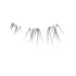 Set of four black bottom lash clusters arranged in a row on a white background, showing varying lengths and thicknesses.