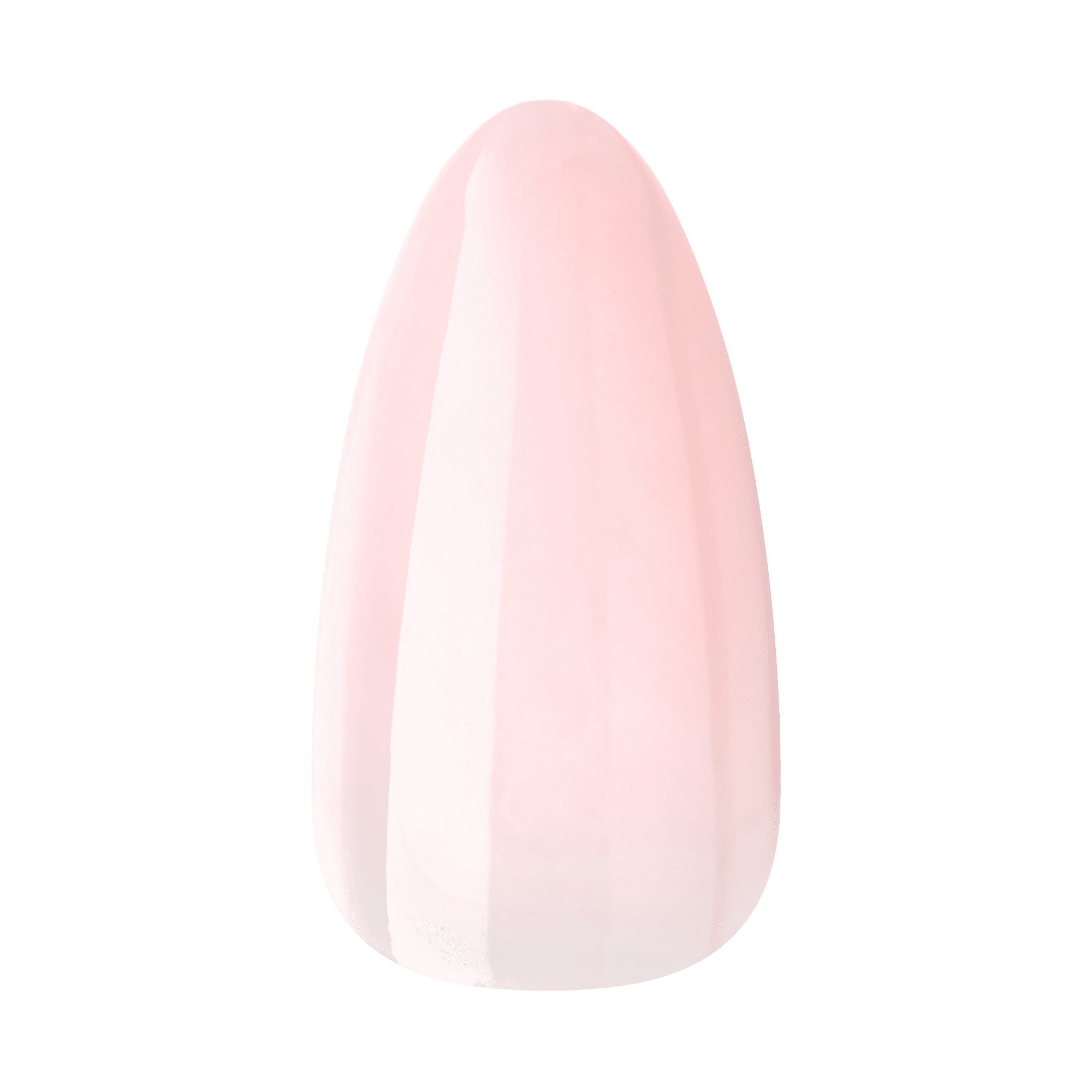 Soft pink press-on gel nail tip with a glossy finish, shown in close-up against a transparent background.