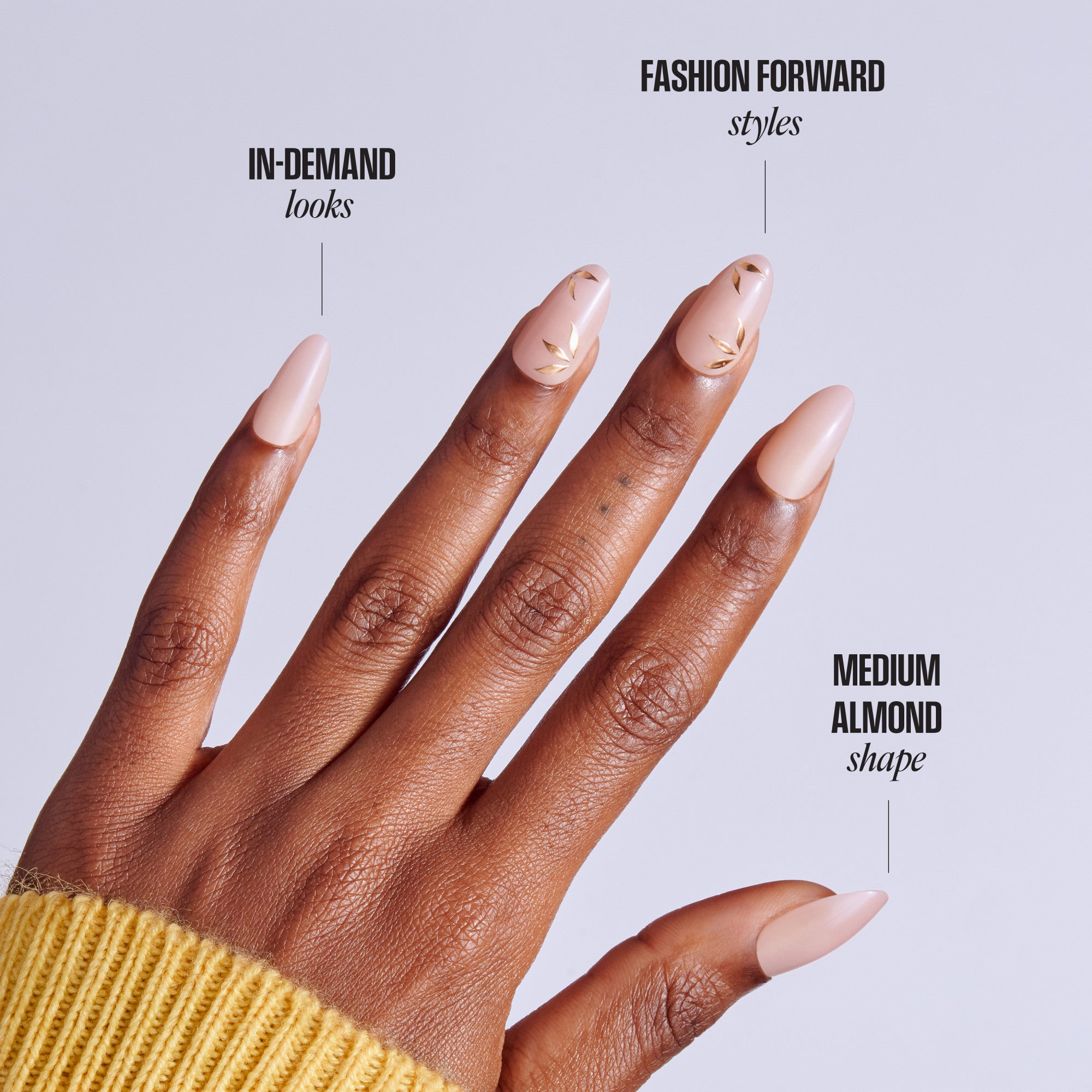 Kiss Core Design Press On Fake Glue Nails - Wherever You Go | Design, Pink, Medium, Almond