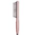 Slim rose gold electric heat brush with wide-spaced black bristles on one side and fine teeth on the other, showing a side view with power settings switch.