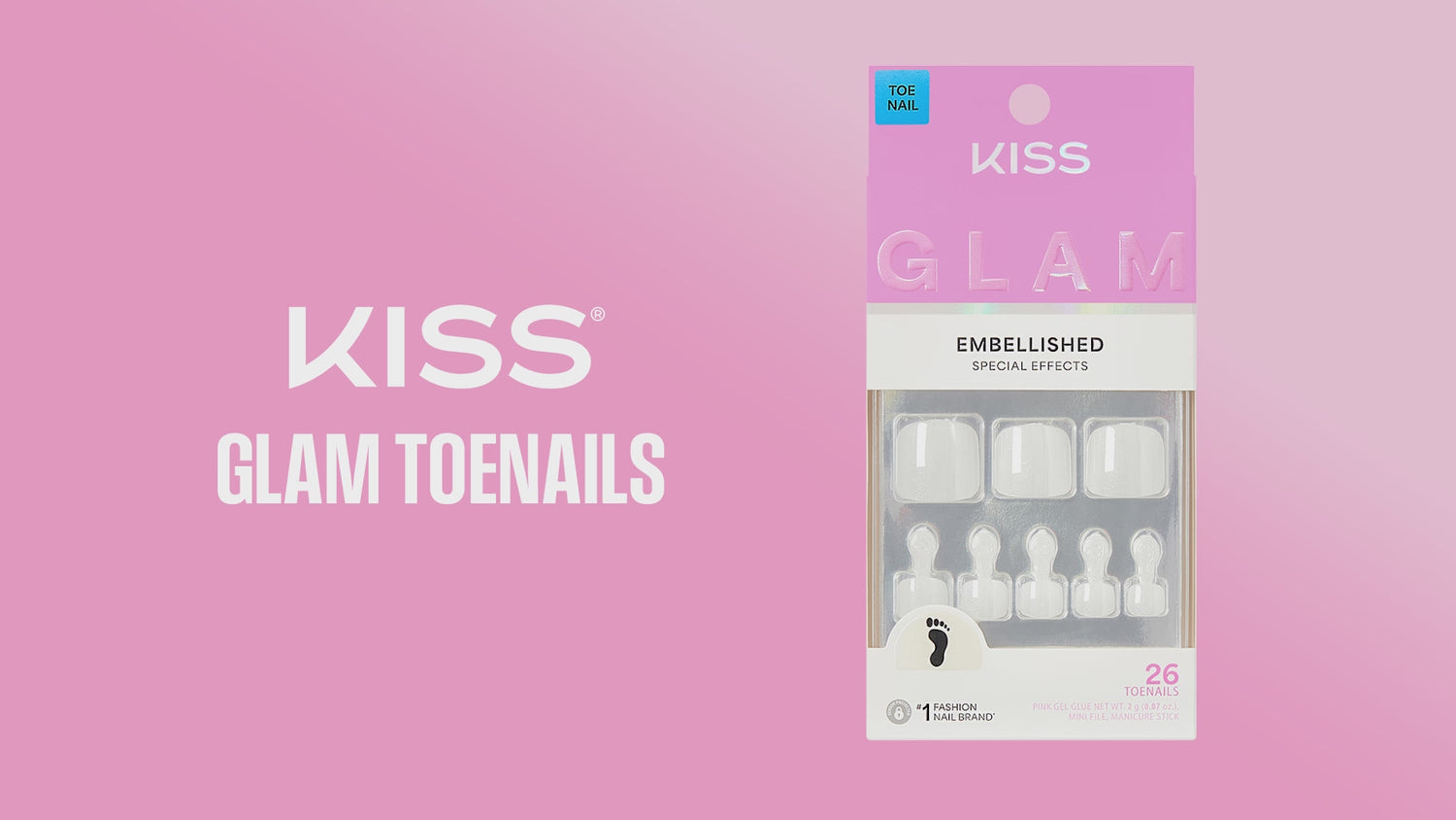 Kiss Glam Press On Glue Toenails- Twinkle Toes