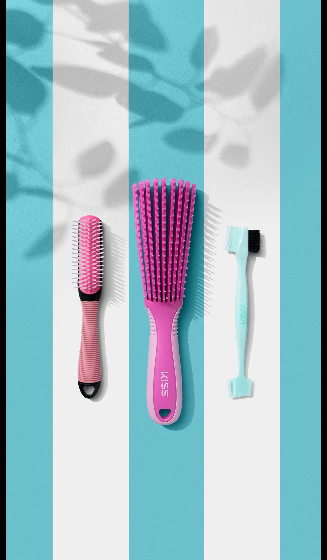 Kiss Colors &amp; Care Mini Non-Slip Soft Bristle Detangling Brush - Pink