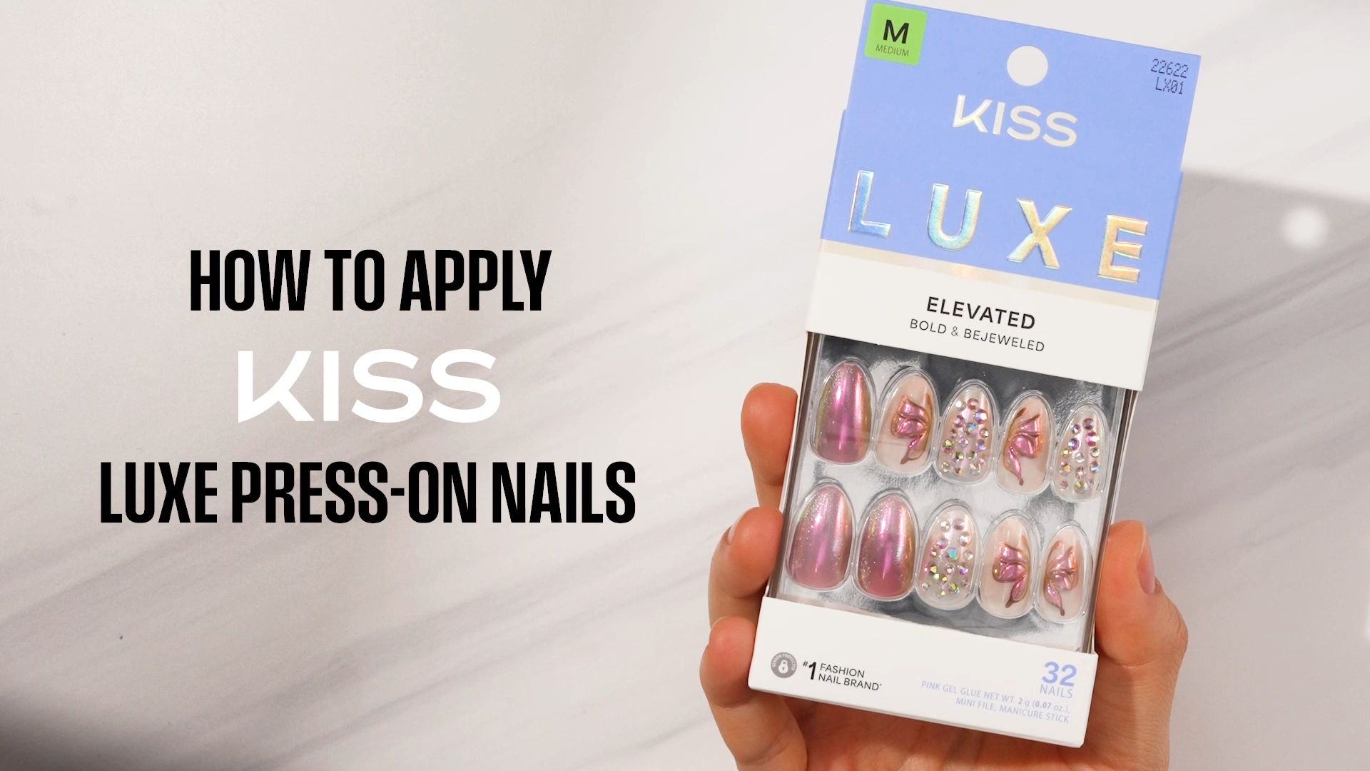 Kiss Luxe Press On Glue Nails - Jasmine Skies