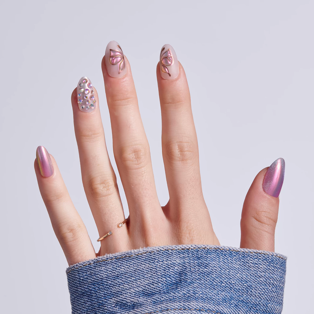 Kiss Luxe Press On Glue Nails - Rose Knot