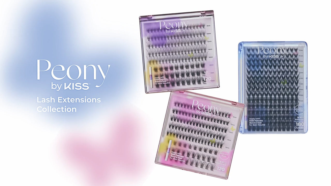 Kiss Peony False Eyelashes, Lash Extension Kit, 180 Lash Clusters - Moonlit Bloom