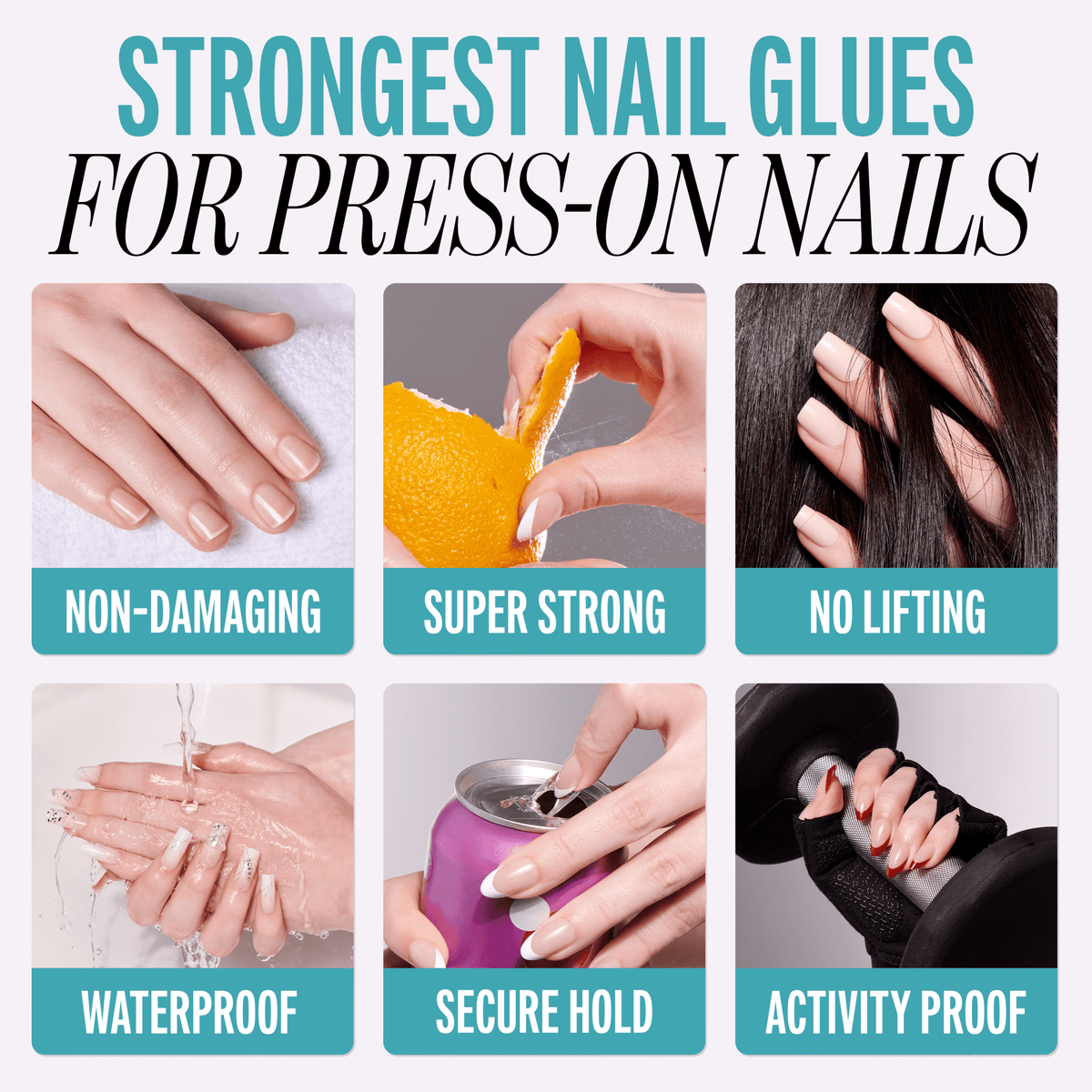 Kiss SuperGrip Brush-On Nail Glue | Nail Adhesive, Press-On Glue, Vitamin E Infused, Long-Lasting Wear, Clean &amp; Strong, 0.28 oz.