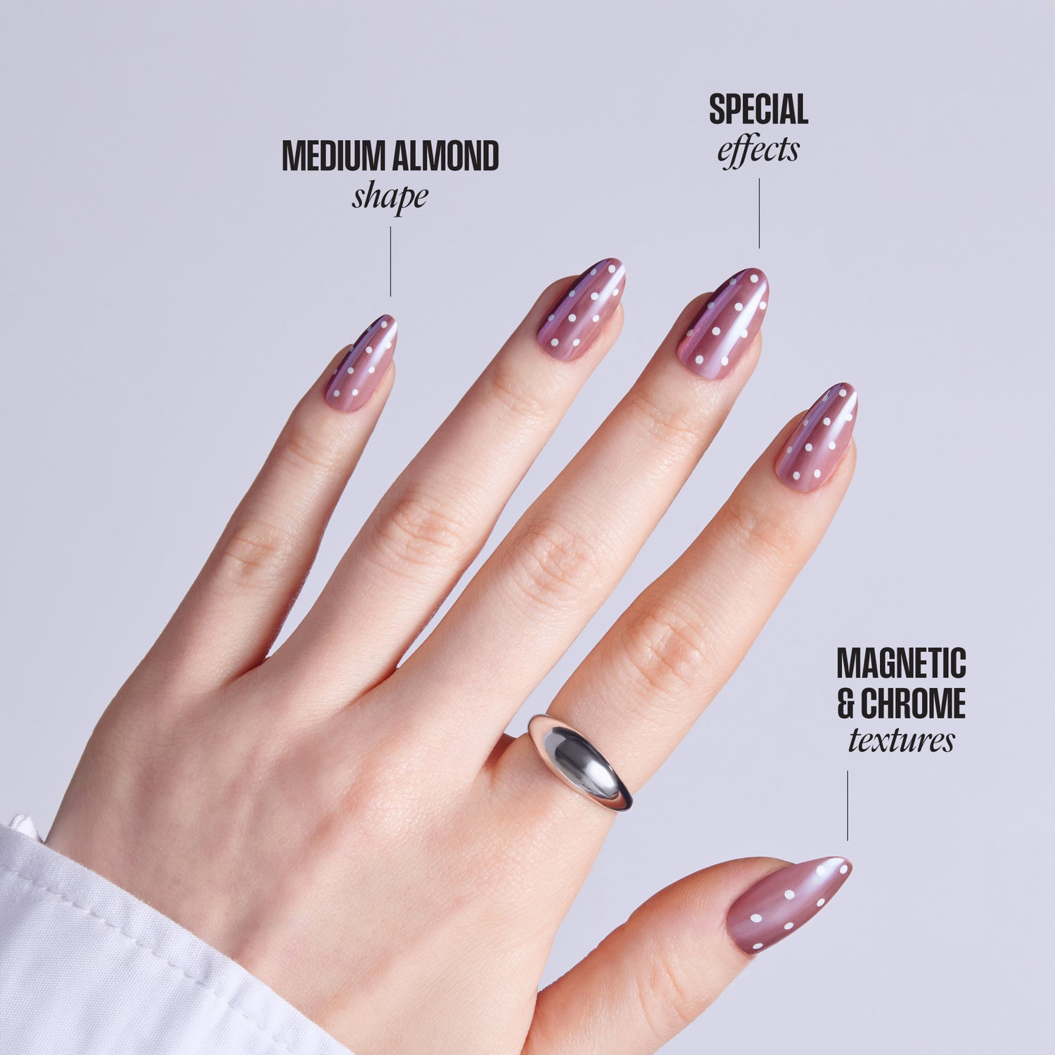 Kiss Glam Embellished Press On Fake Glue Nails - Velvet Noir | 3D &amp; Jewel Design, Pink, Medium, Almond