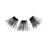 Three segments of black false eyelash wisps arranged in a slight curve on a white background, designed for extra drama with an 18mm length.