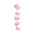 Set of five pink press-on nails in various sizes arranged vertically on a transparent background, showing a smooth glossy finish.