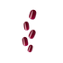 Five glossy press-on nails in varying sizes, in a deep maplewood red color, shown on a plain transparent background.