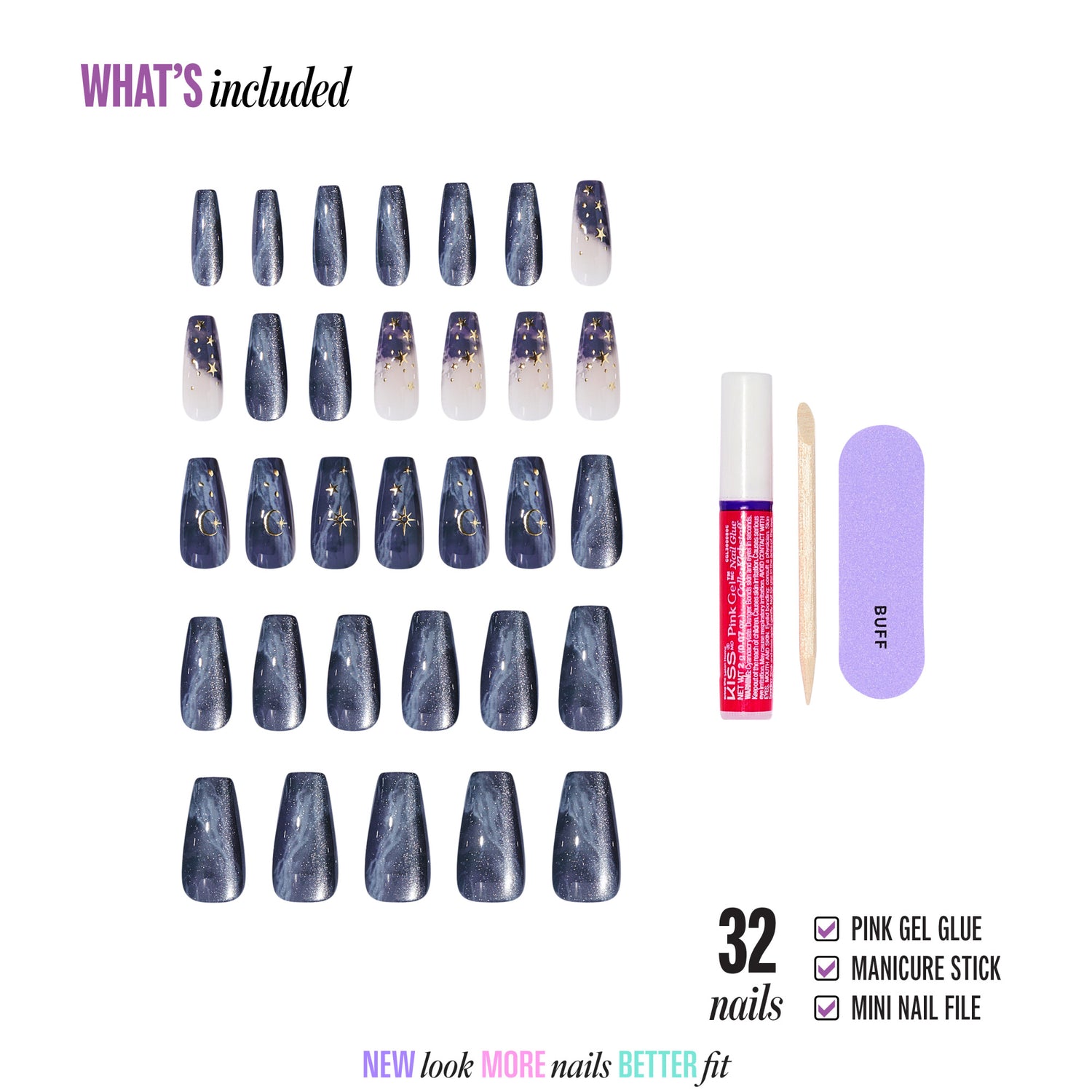 Kiss Haunt Halloween Press On Fake Glue Nails - Spooky Tips | Design, Blue, Long, Coffin, Glow In The Dark