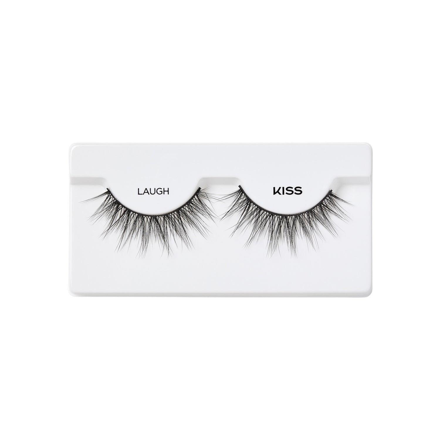 Pair of black KISS false eyelashes labeled \
