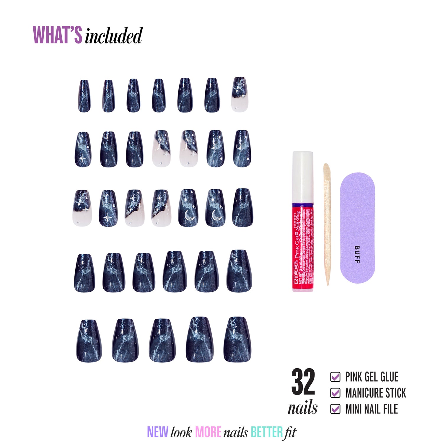 Kiss Haunt Halloween Press On Fake Glue Nails - Spookalicious | Design, Black, Medium, Coffin, Glow In The Dark