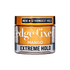 Clear jar of KISS Colors & Care Edge Fixer Extreme Hold Gel with orange lid, labeled "NEW STRONGEST HOLD" and "MANGO EXTREME HOLD."