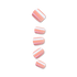 Five press-on nails in a peachy-pink shade with a glossy, iridescent finish, shown isolated on a transparent background.
