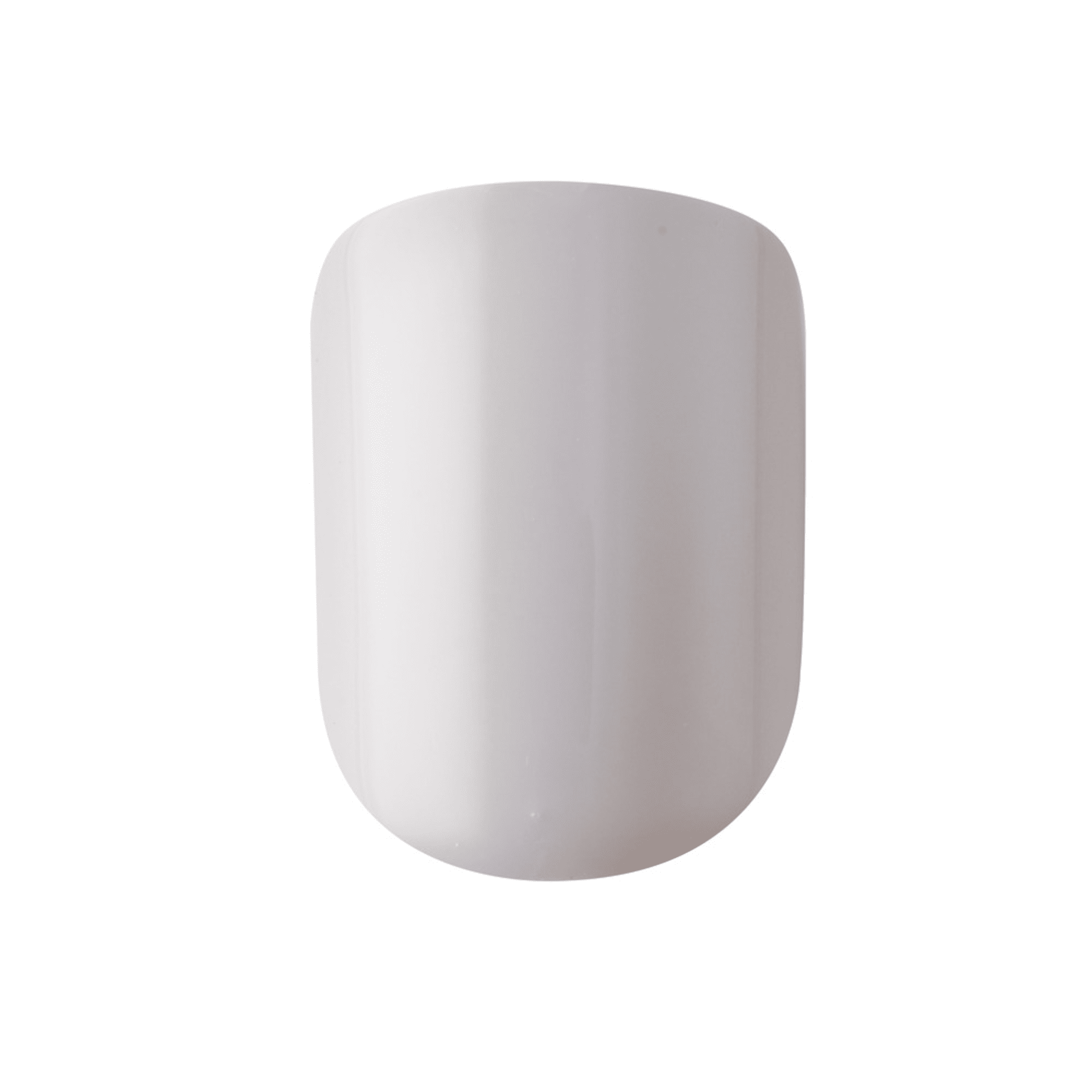 Glossy press-on nail in a solid, pale neutral color with a soft square shape, shown against a white background.