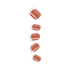 Set of five press-on nails in varying sizes, featuring a warm terracotta base color with a white curved tip design.