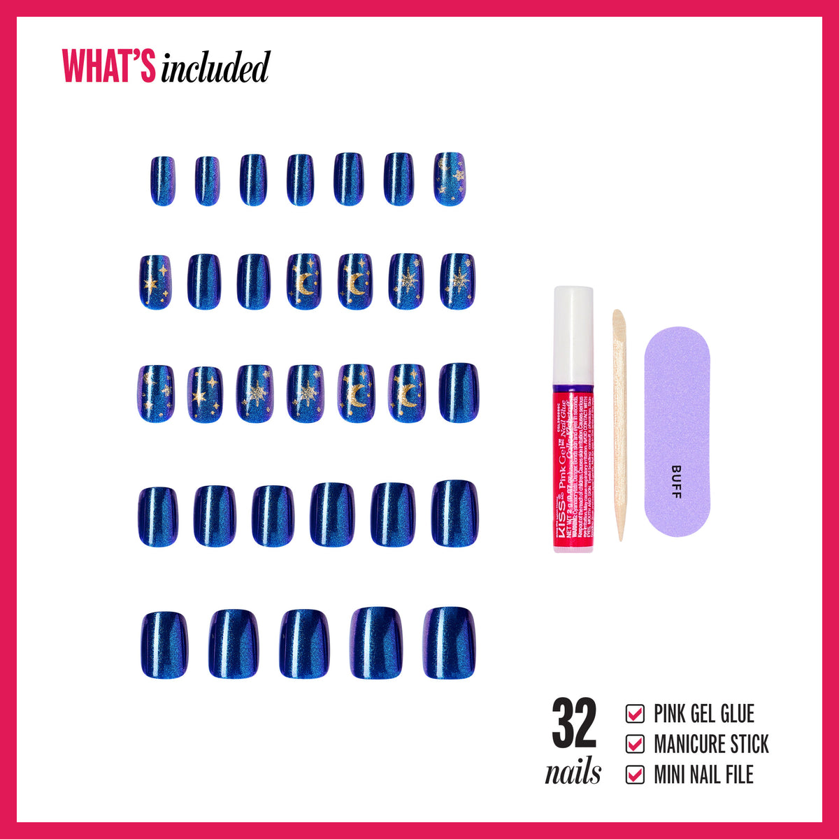 Kiss Merry Holiday Press On Fake Glue Nails - Wrapped In Warmth | Design, Blue, Short, Squoval
