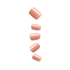 Five glossy caramel-colored press-on nails arranged vertically on a clear background, showcasing a smooth and shiny finish.