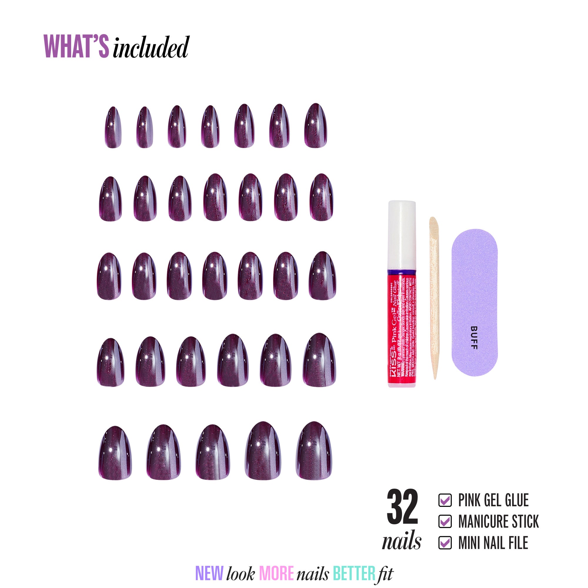 Kiss Haunt Halloween Press On Fake Glue Nails - Fangtastic | Design, Purple, Medium, Almond