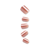 Glossy rose gold press-on nails in five different sizes shown on a transparent background, featuring a smooth metallic finish.