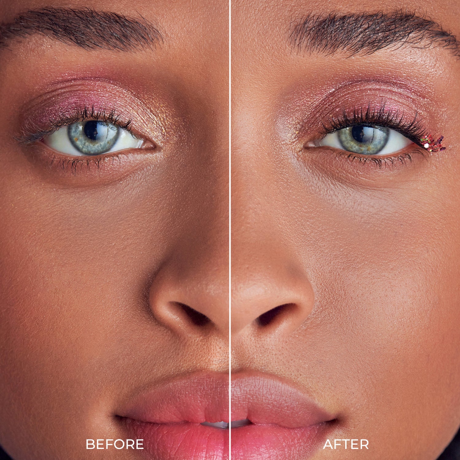 Close-up split view of a woman&