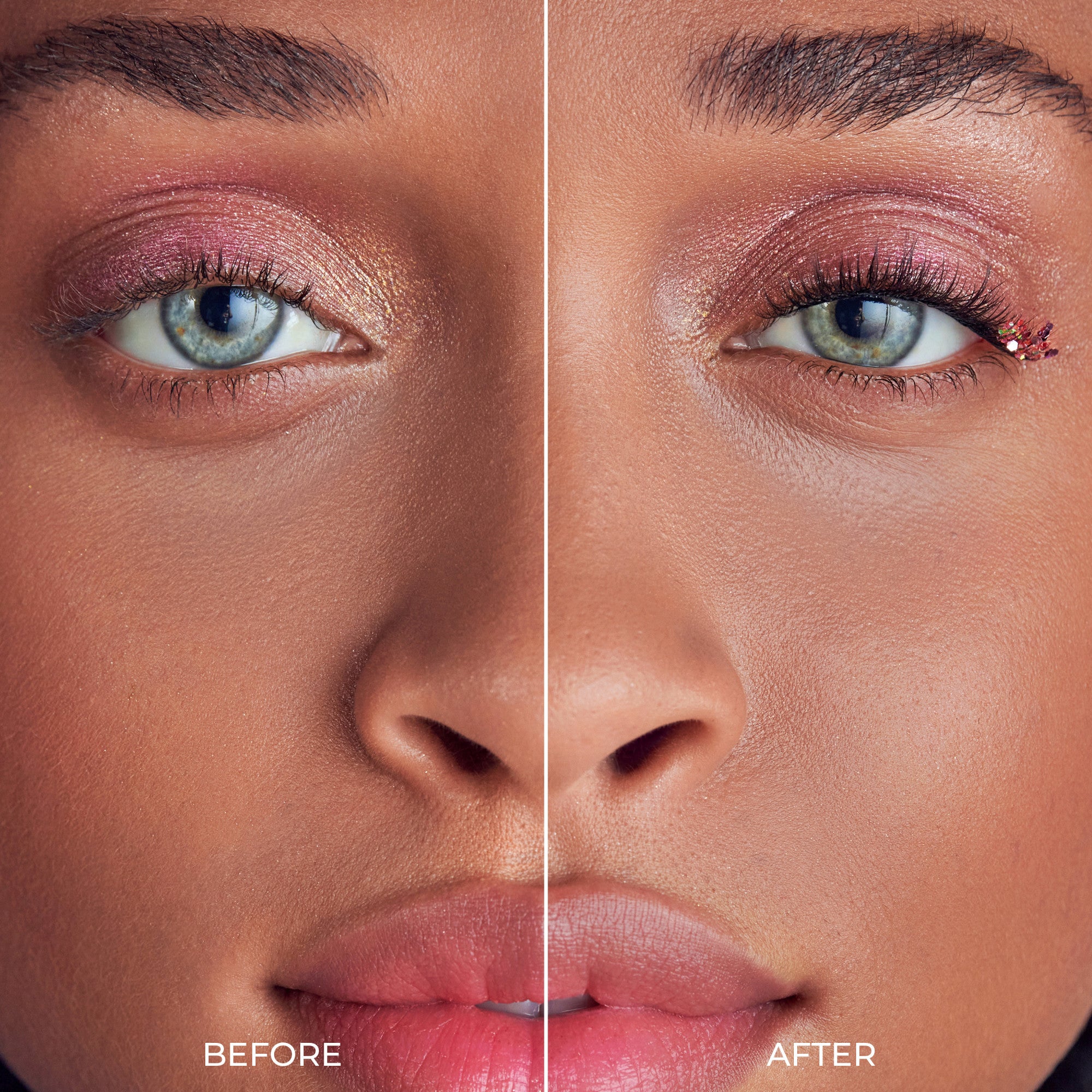 Close-up split view of a woman&