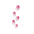 Set of six press-on nails displayed on a white background, featuring a pink-to-white ombre design with a glossy finish.