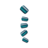 Set of five teal metallic press-on nails with a shiny, glittery finish, displayed on a plain background.
