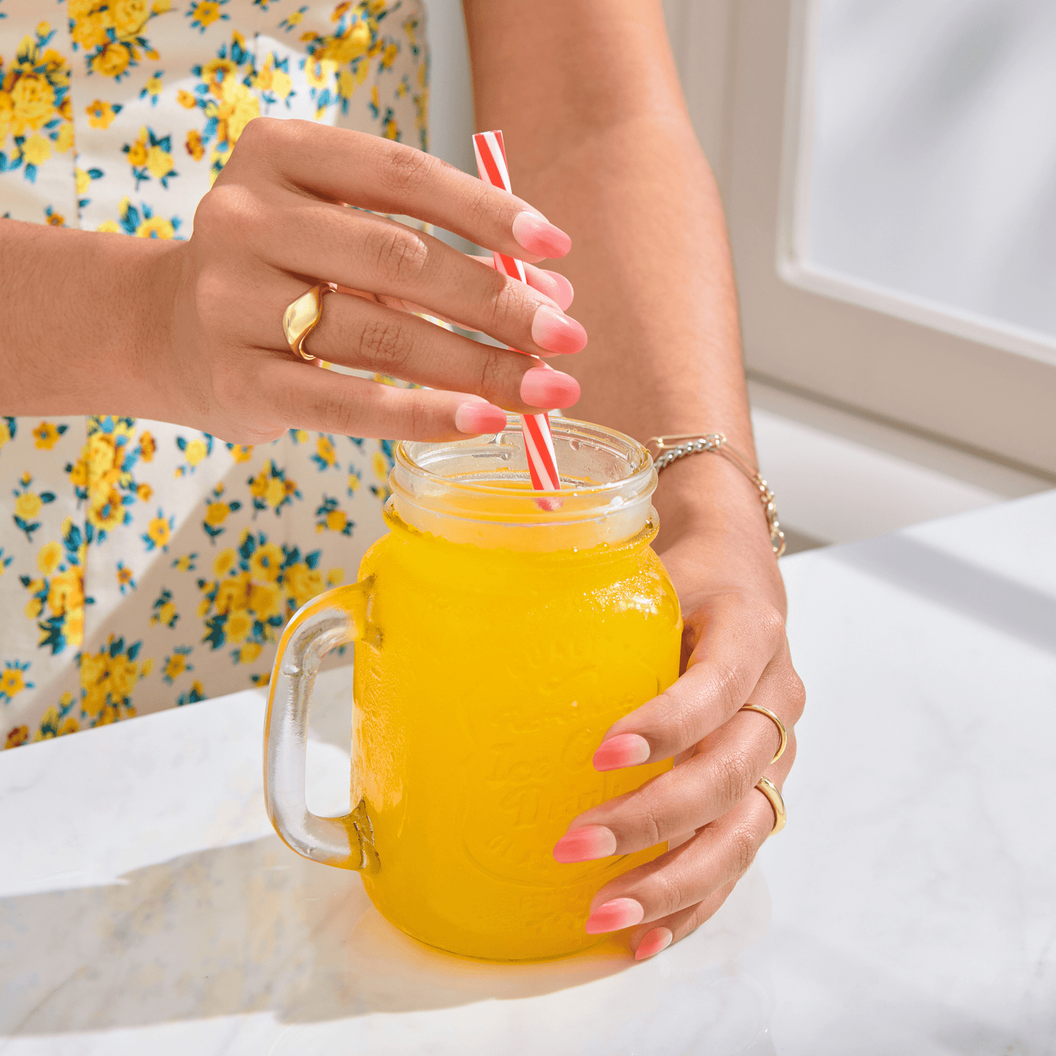 Impress Color No Glue Fake Press On Nails - Beat The Heat | Design, Pink, Short, Oval, Manicure