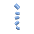 Set of five glossy light blue press-on nails in varying sizes, shown against a transparent background.