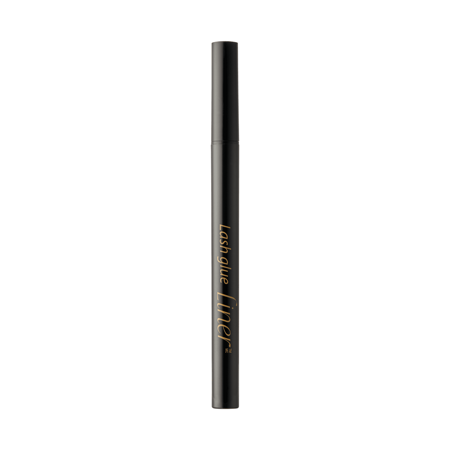 Slim black pen-shaped tube with gold text reading \