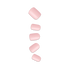 Set of five glossy, light pink press-on nails in various sizes arranged vertically on a plain background.