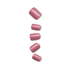 Five glossy press-on nails in various sizes, displayed vertically, all in a smooth petal pink color with a subtle shine.