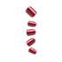 Five glossy, deep red press-on nails with a subtle shimmer, arranged in a vertical line against a plain background.