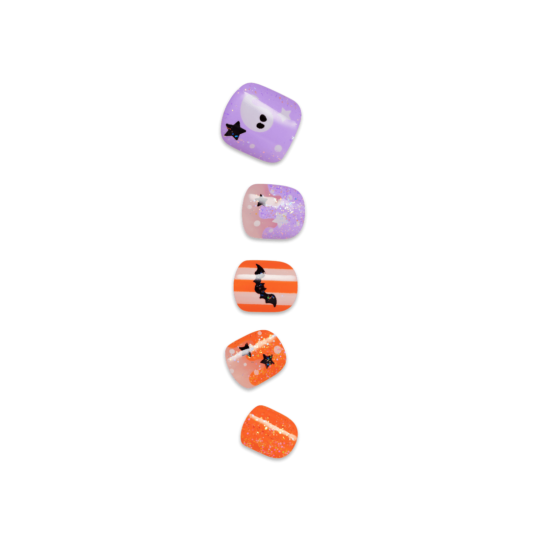 Impress Kids Halloween No Glue Fake Press On Nails - Boo! | Design, Purple &amp; Orange, Kids, Squoval, Glow In The Dark, Manicure