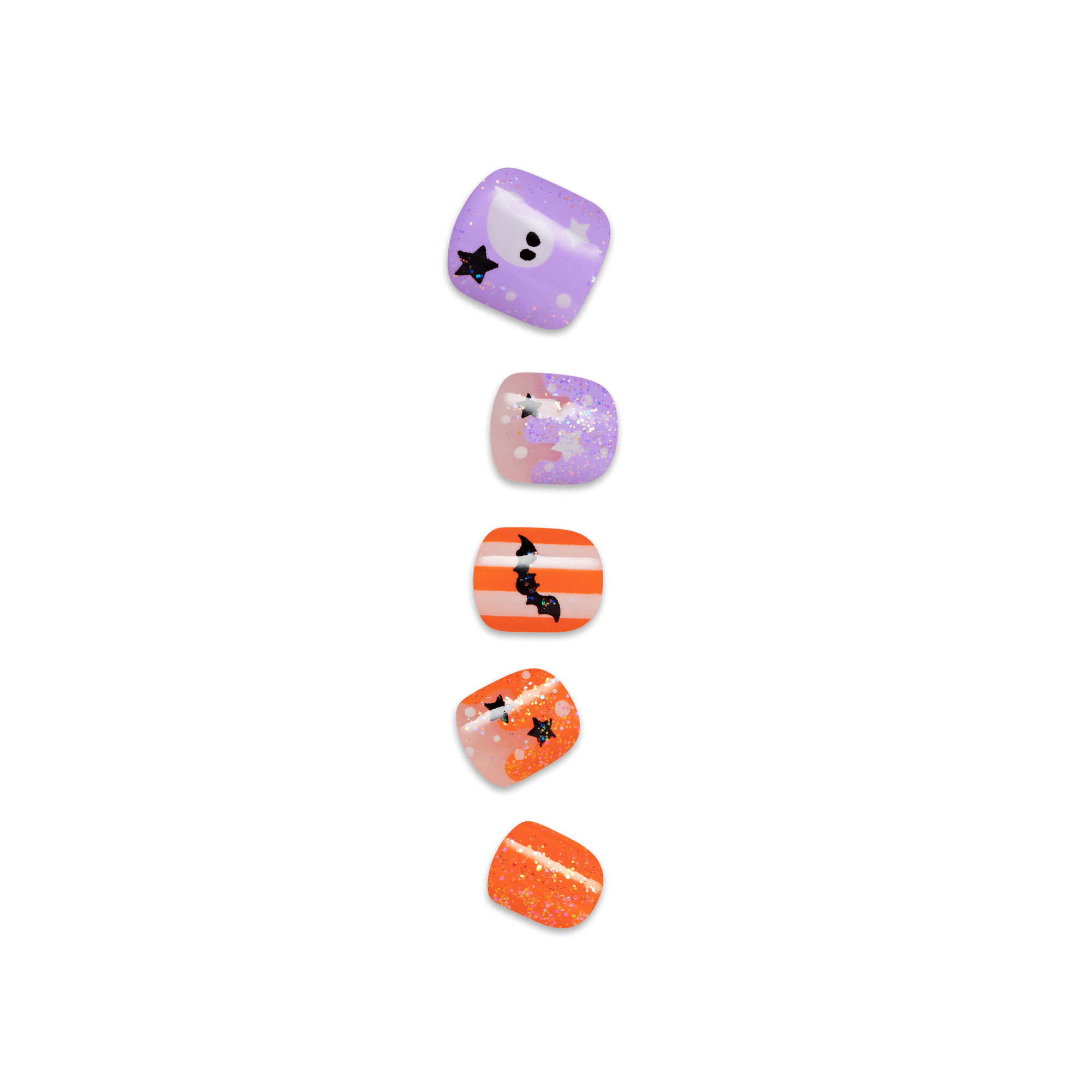 Impress Kids Halloween No Glue Fake Press On Nails - Boo! | Design, Purple &amp; Orange, Kids, Squoval, Glow In The Dark, Manicure